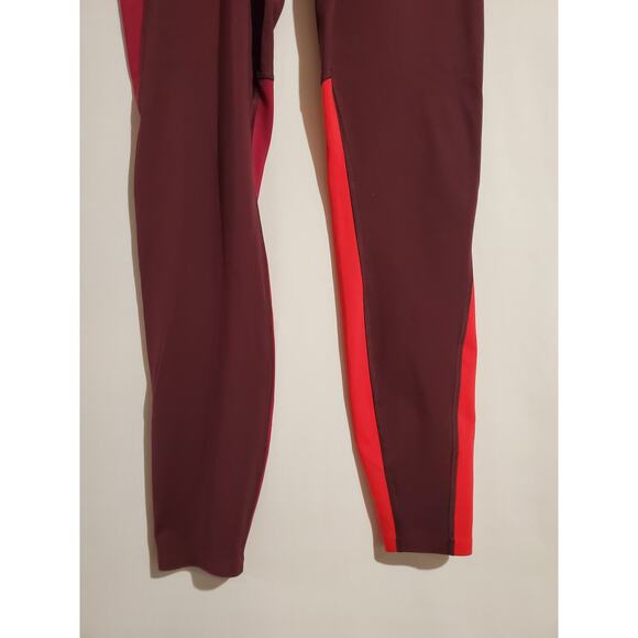 Athleta Asym Colorblock Tights Women's XS Red 7/8 Plush SuperSonic Activewear - Picture 7 of 14